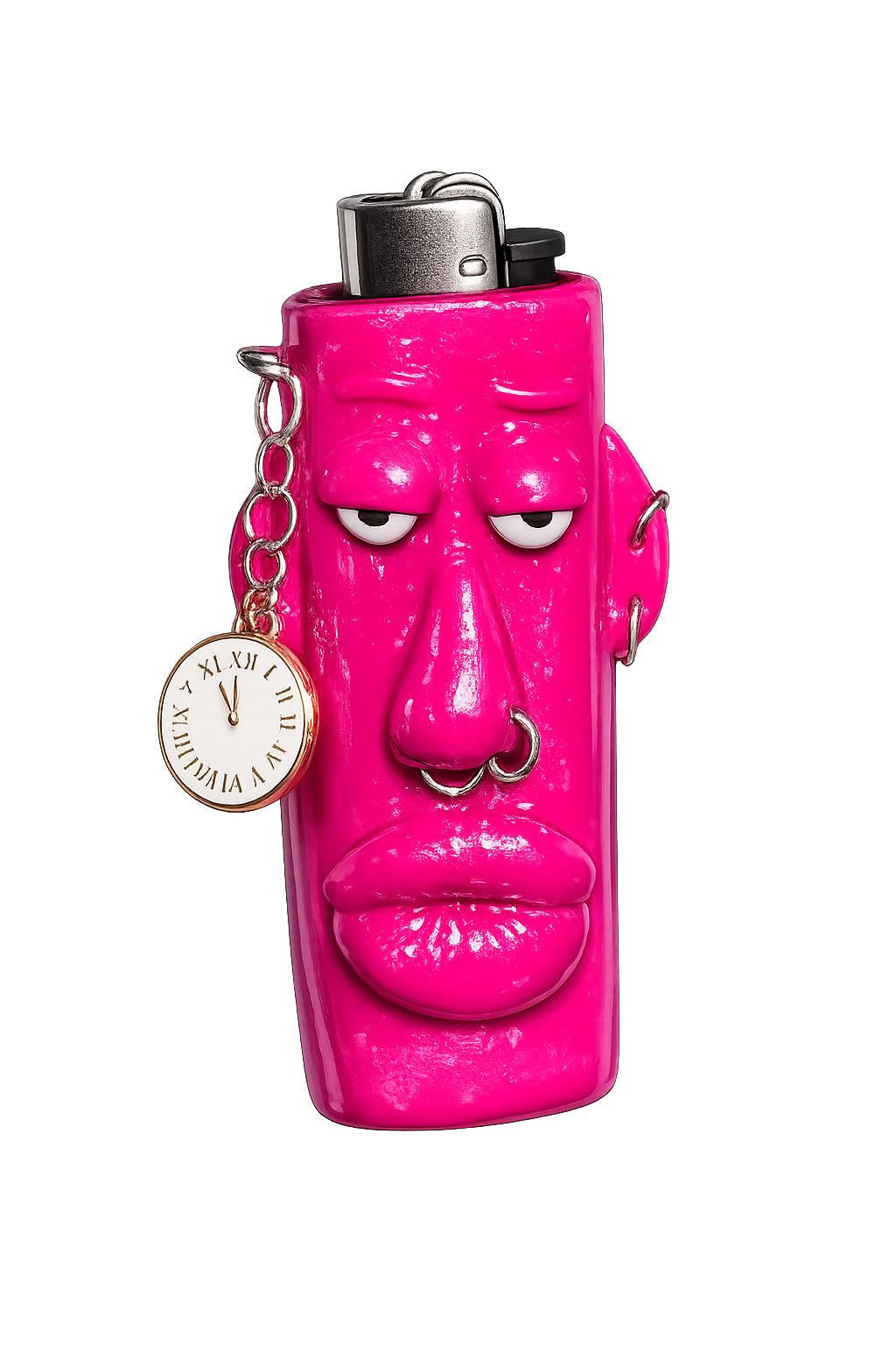Barbie’s Lawyer hot-pink handmade polymer clay lighter case with keychain