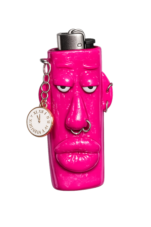 Barbie’s Lawyer hot-pink handmade polymer clay lighter case with keychain