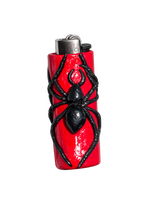 Black Widow red and black handmade polymer clay lighter case with keychain