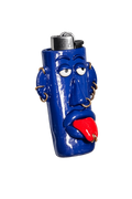Mood blue handmade polymer clay character lighter case with keychain