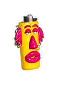 Over It colourful handmade polymer clay character lighter case with keychain