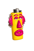 Over It colourful handmade polymer clay character lighter case with keychain