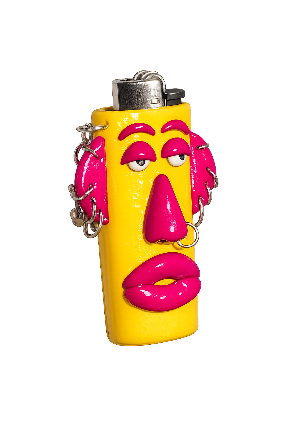 Over It colourful handmade polymer clay character lighter case with keychain