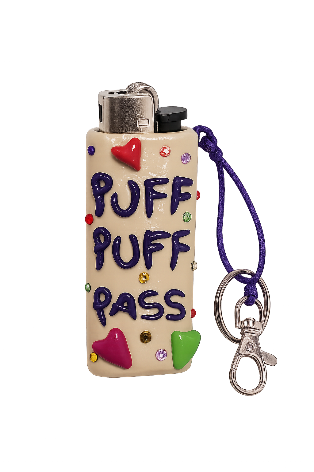 Puff Puff Pass handmade polymer clay BIC lighter case with keychain