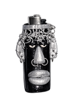 The Ex black and white handmade polymer clay character lighter case
